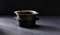 Minitopf oval mit Griffen BLACK GRANIT, 17,8x12x4,5 cm,...