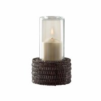 Candola Tischleuchte NOUR Rattan dunkel mit Glas klar