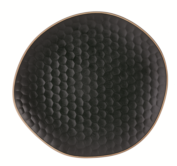 Teller flach 28x25,5 cm Kypseli Schwarz Matt