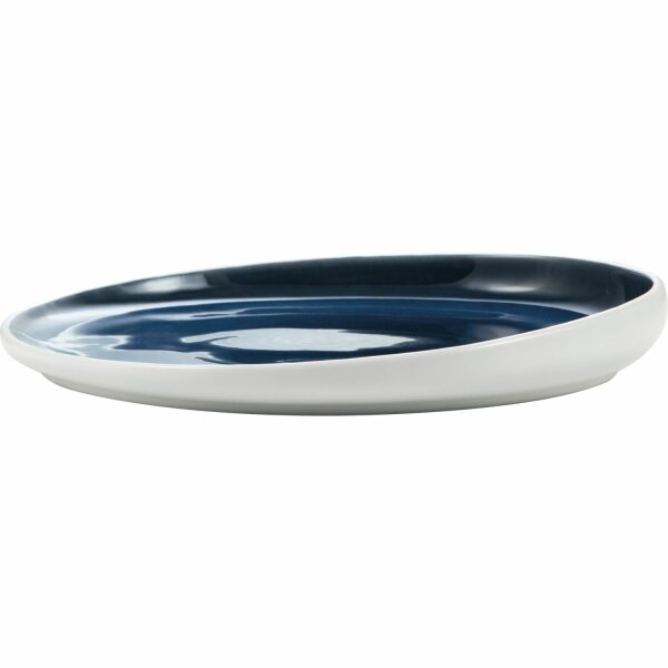 Teller flach 26x23 cm Abyssos Matt Weiß Blau