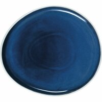 Teller flach 26x23 cm Abyssos Matt Weiß Blau