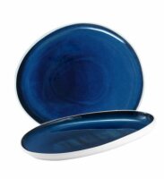 Platte Tropfenform 29x16,5 cm Abyssos Matt Weiß Blau