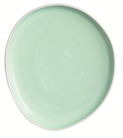 Teller flach 28x25 cm Ninfa Matt Weiß Aquamarin