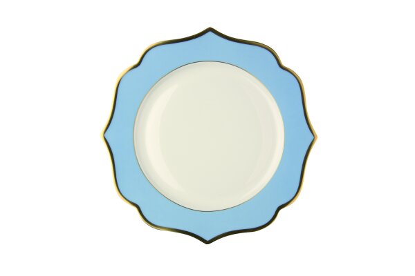 Teller flach Ø30,5 cm Ionica Hellblau Goldrand