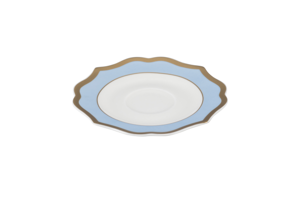 Kaffeeuntertasse Ø13 cm Ionica Hellblau Goldrand