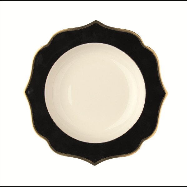 Teller tief Ø22 cm Ionica Schwarz Goldrand