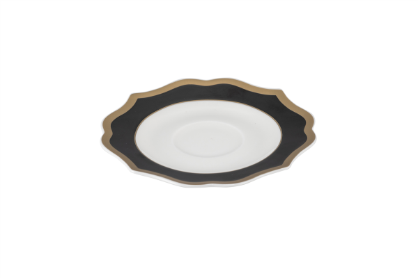 Kaffeeuntertasse Ø13 cm Ionica Schwarz Goldrand