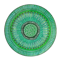 Platzteller Ø34 cm Polychromos Feder Grün
