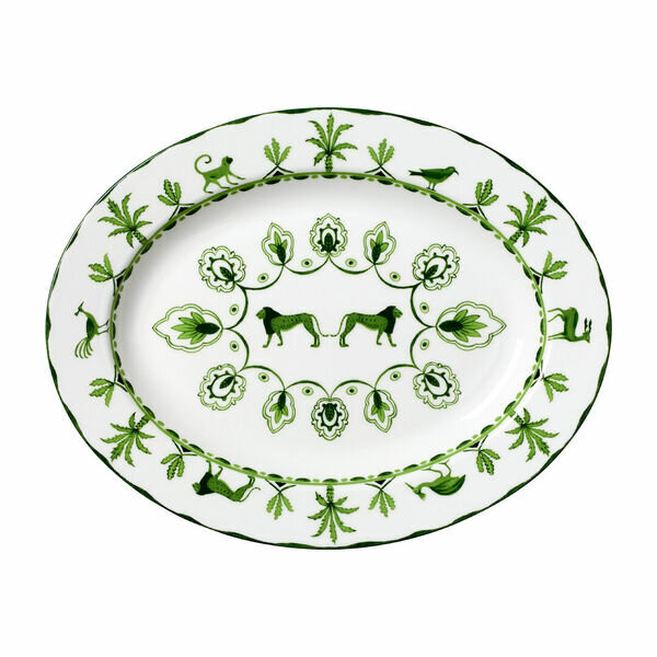 William Edwards Sultans Garden Green Misc Oval Tray 36.5 x 27.5cm (14 1/2 x 11")