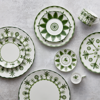 William Edwards Sultans Garden Green Misc Oval Tray 36.5...