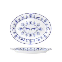 William Edwards Sultans Garden Blue Misc Oval Tray 36.5 x...