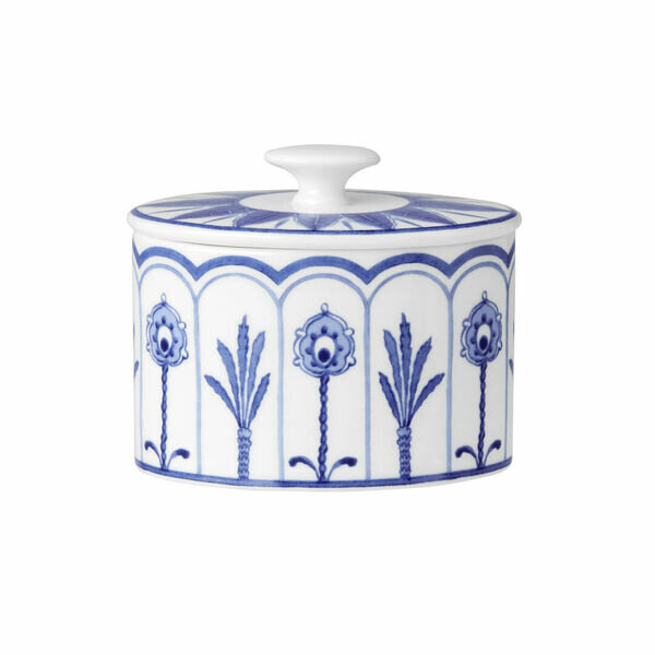 William Edwards Sultans Garden Blue Coupe Oval Sugar 9cm 22.5cl (3 1/2") No Lid