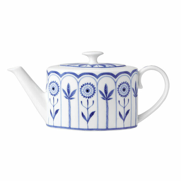 William Edwards Sultans Garden Blue Coupe 2 Cup Oval Teapot 10cm 55cl (4" 19 1/3oz)