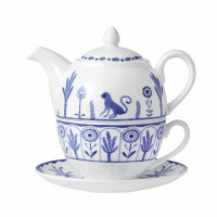 William Edwards Sultans Garden Blue Coupe Tea For One Set