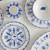 William Edwards Sultans Garden Blue Coupe Tea For One Set